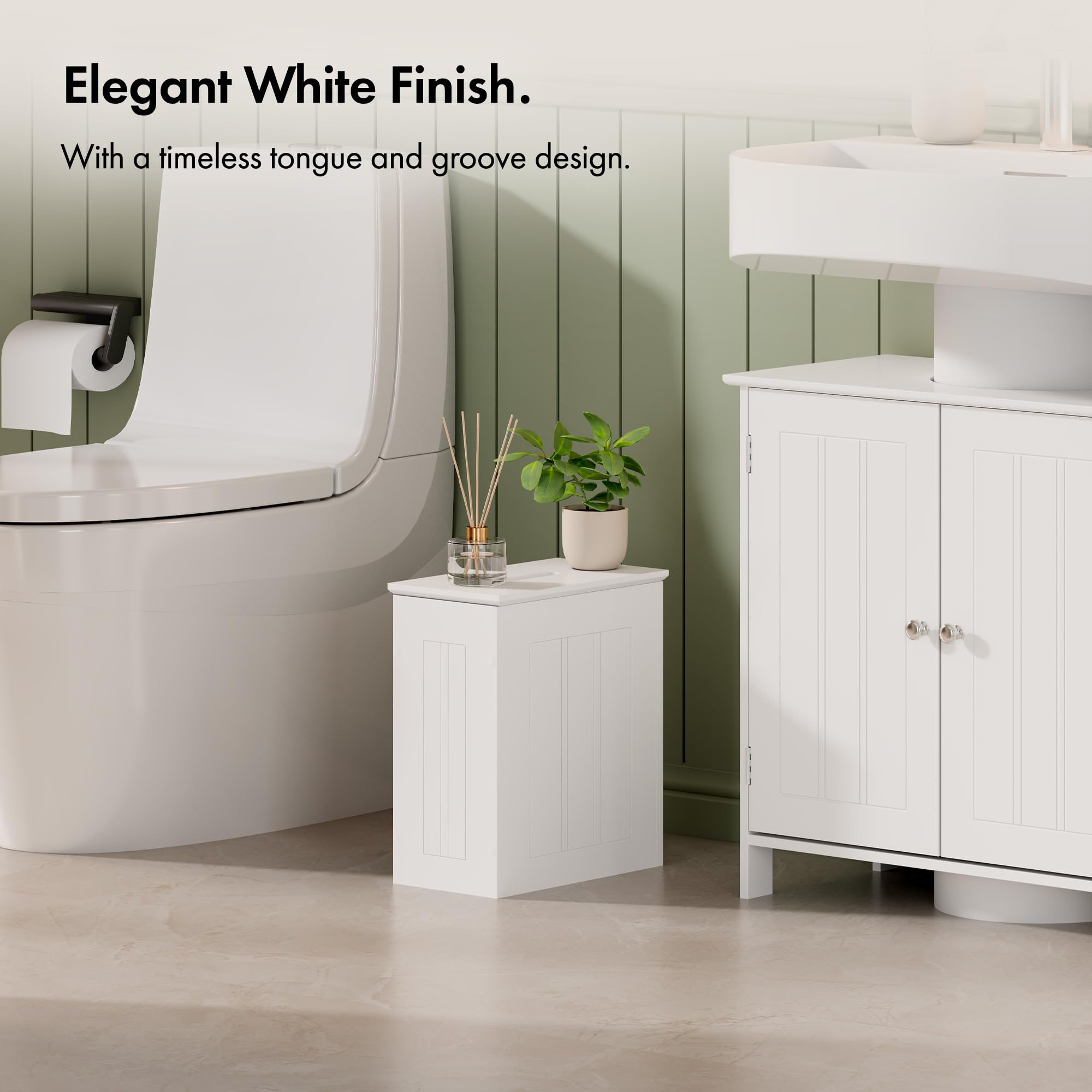 VonHaus Slim Mobile Bagno Bianco 30x17x35 cm Coloniale