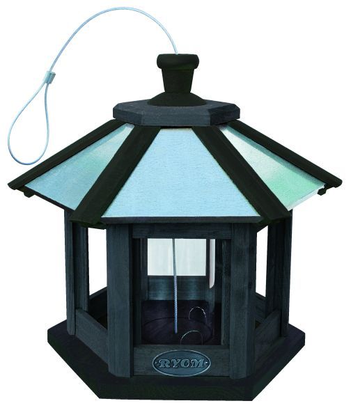 Ryom mangiatoia uccelli esagonale 34 cm legno zinco