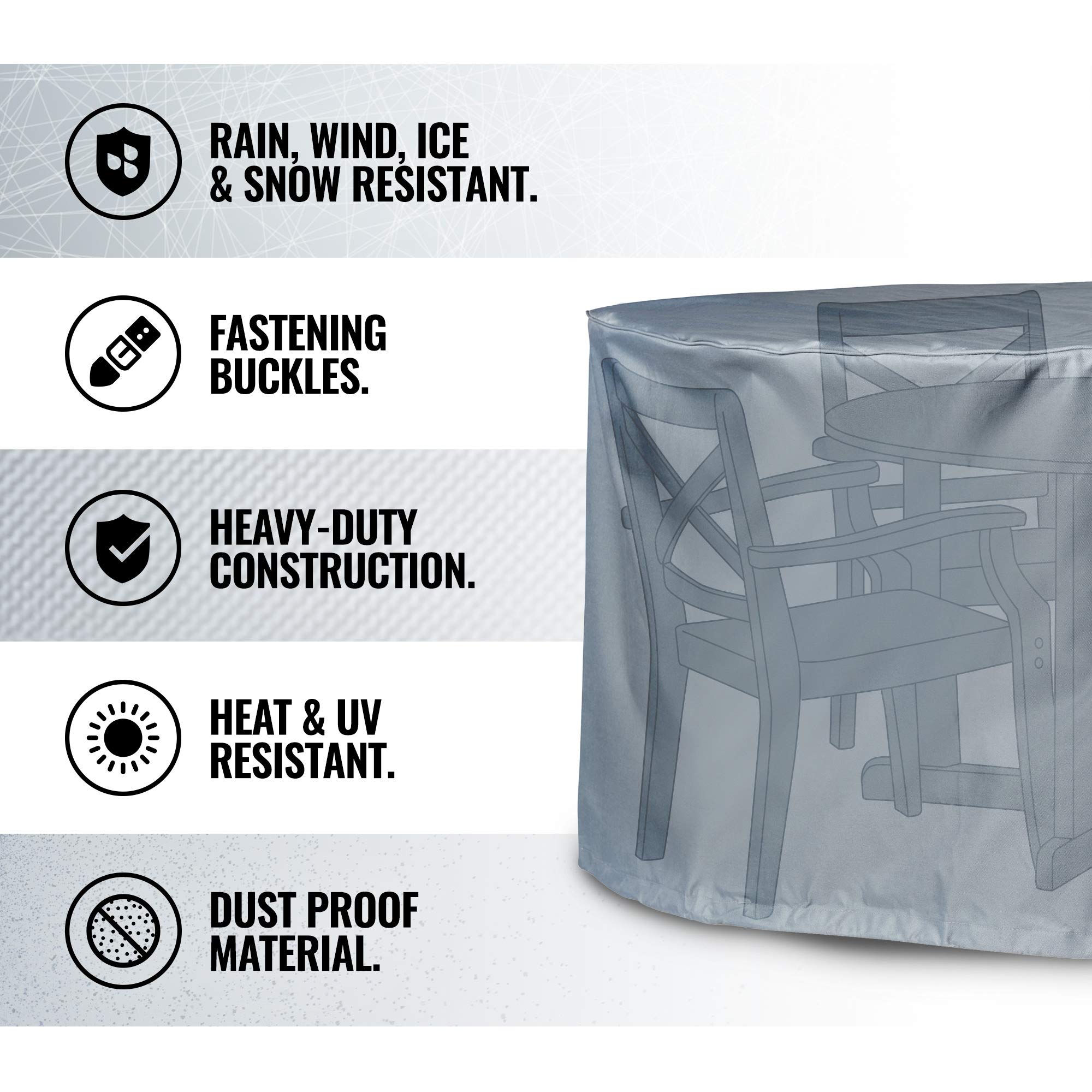 VonHaus Storm copertura tavolo e sedie 142 cm grigia