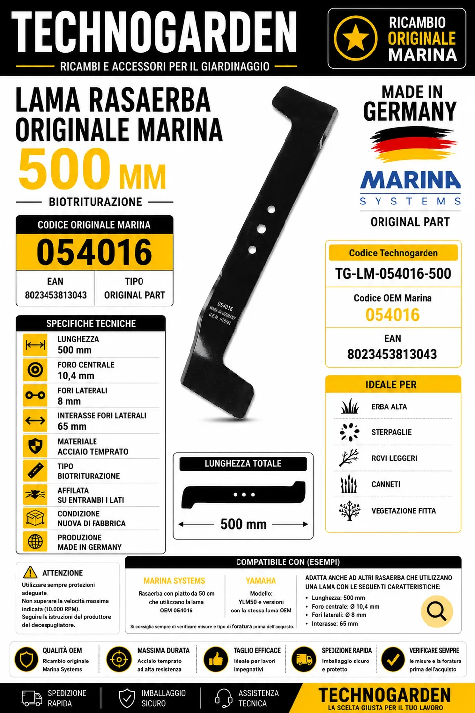 Marina Systems 054016 lama rasaerba 500mm originale