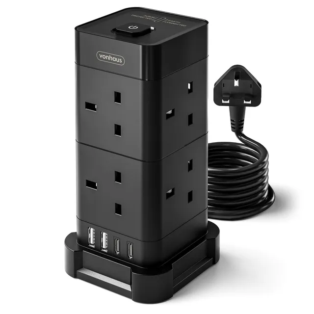 VonHaus Tower Socket multipresa torre 10 prese 2 m protetta