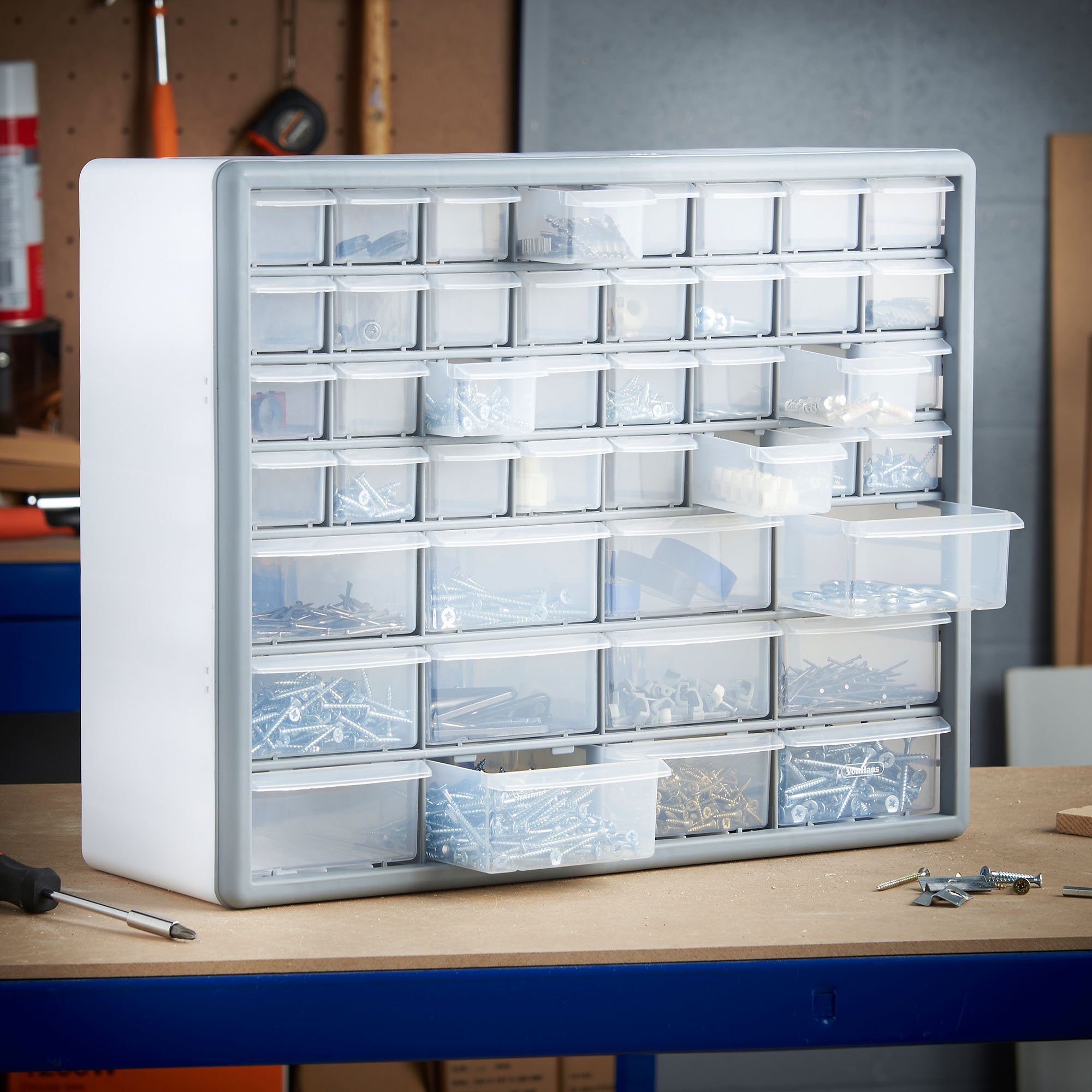 VonHaus Organizer 44 cassetti portaviti da parete grigio