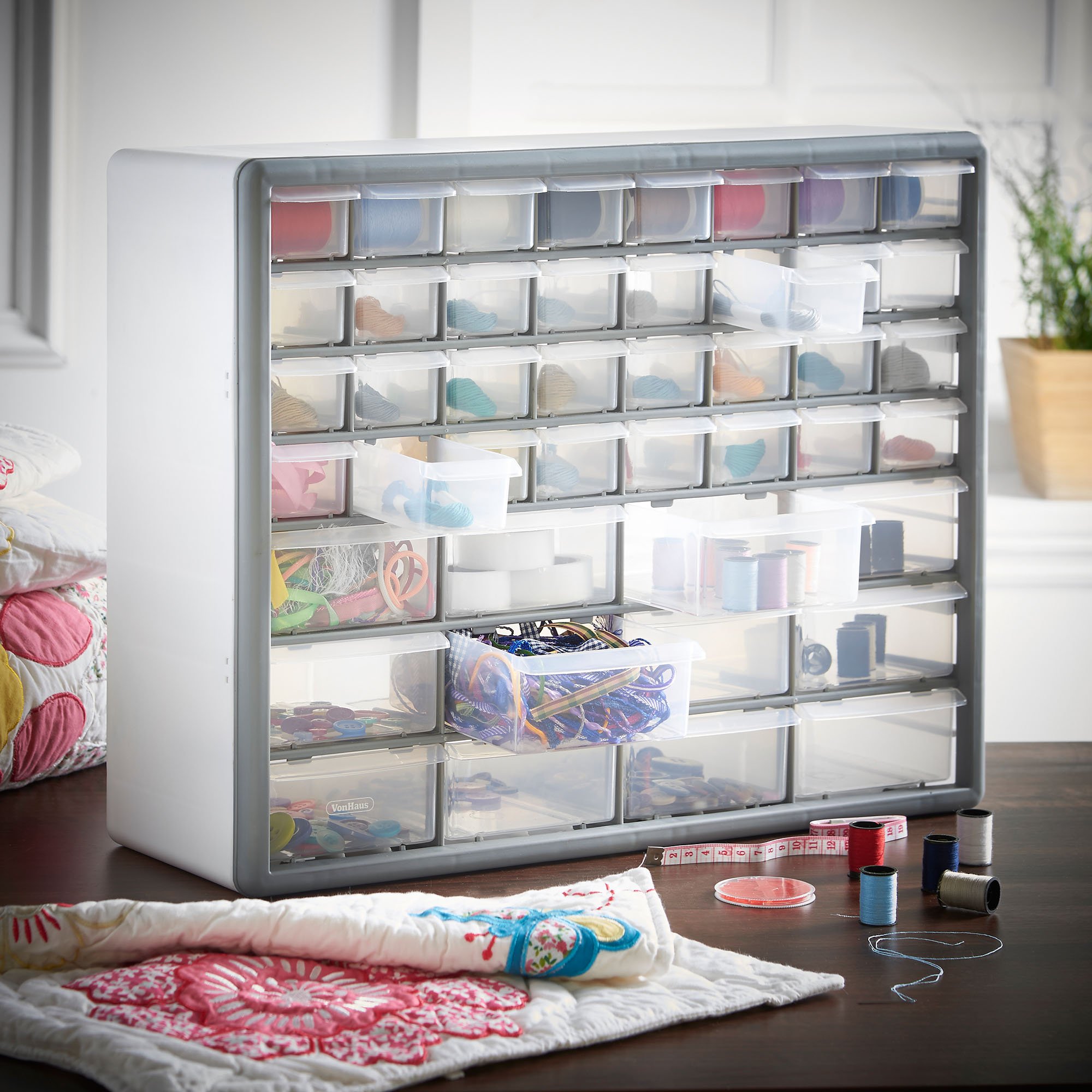 VonHaus Organizer 44 cassetti portaviti da parete grigio