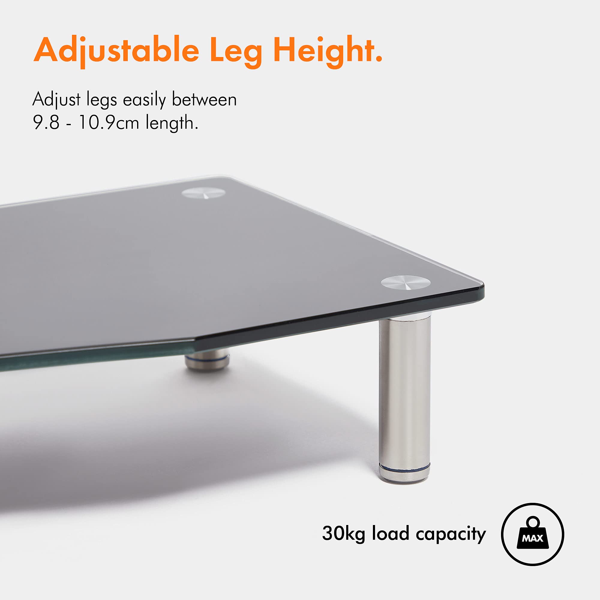 VonHaus XL supporto monitor vetro 100x26 cm doppio