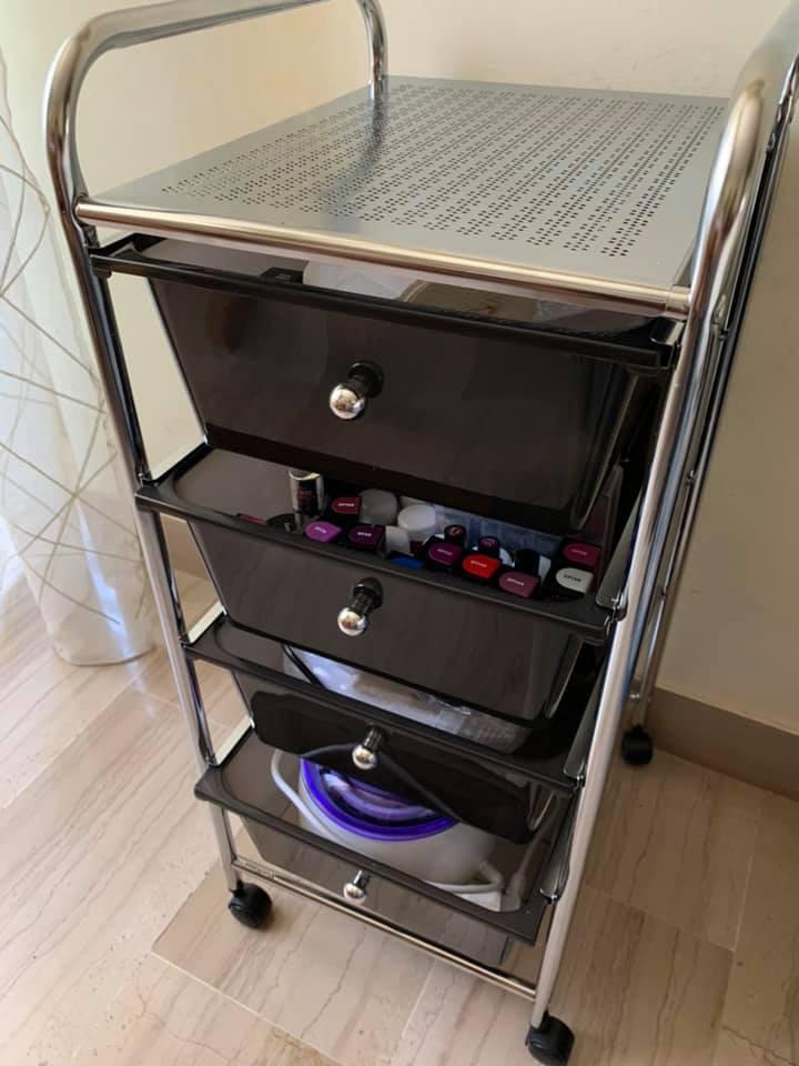 VonHaus Carrello 4 Cassetti Nero Ruote Ufficio