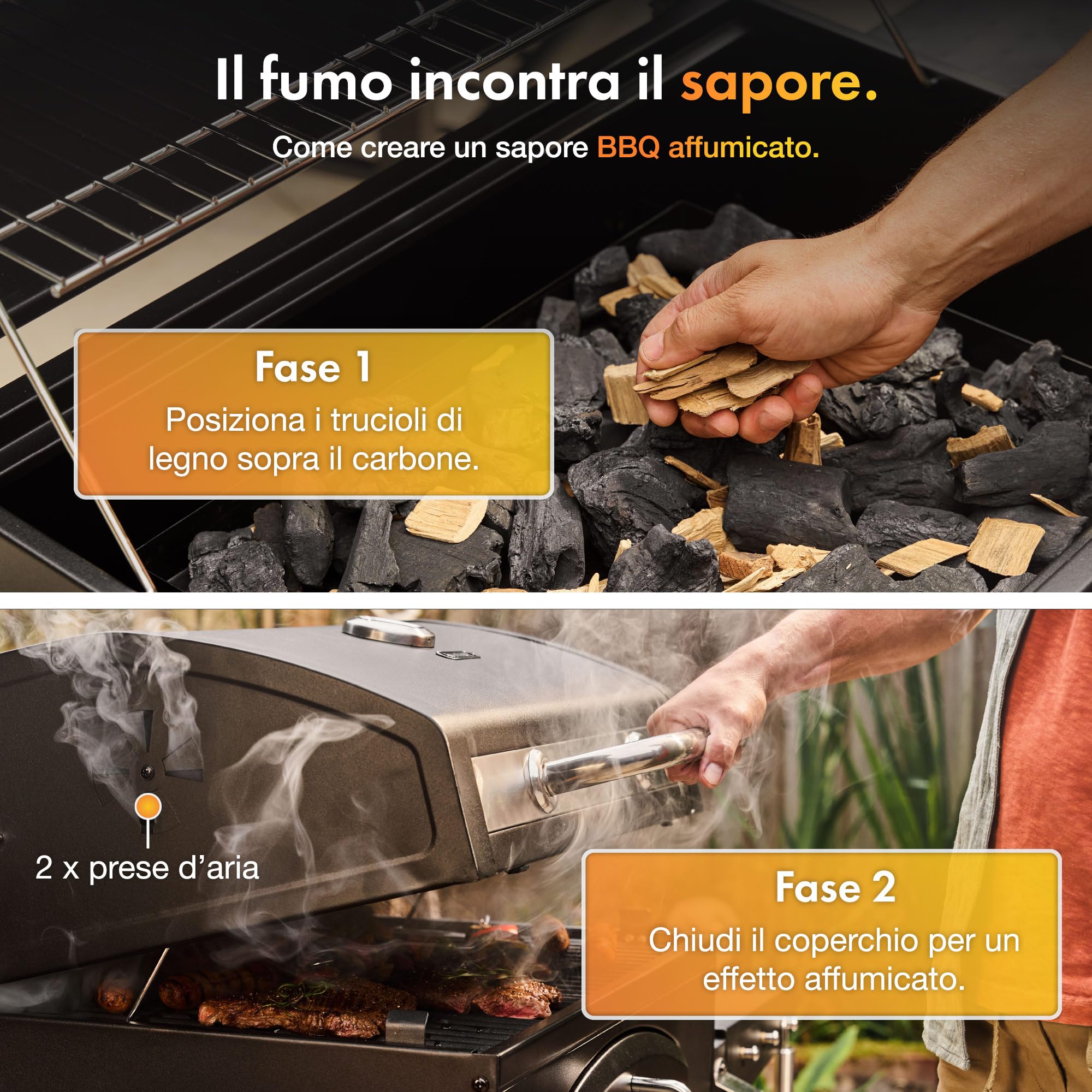 VonHaus Barbecue Carbone XL Grill Affumicatore Ghisa