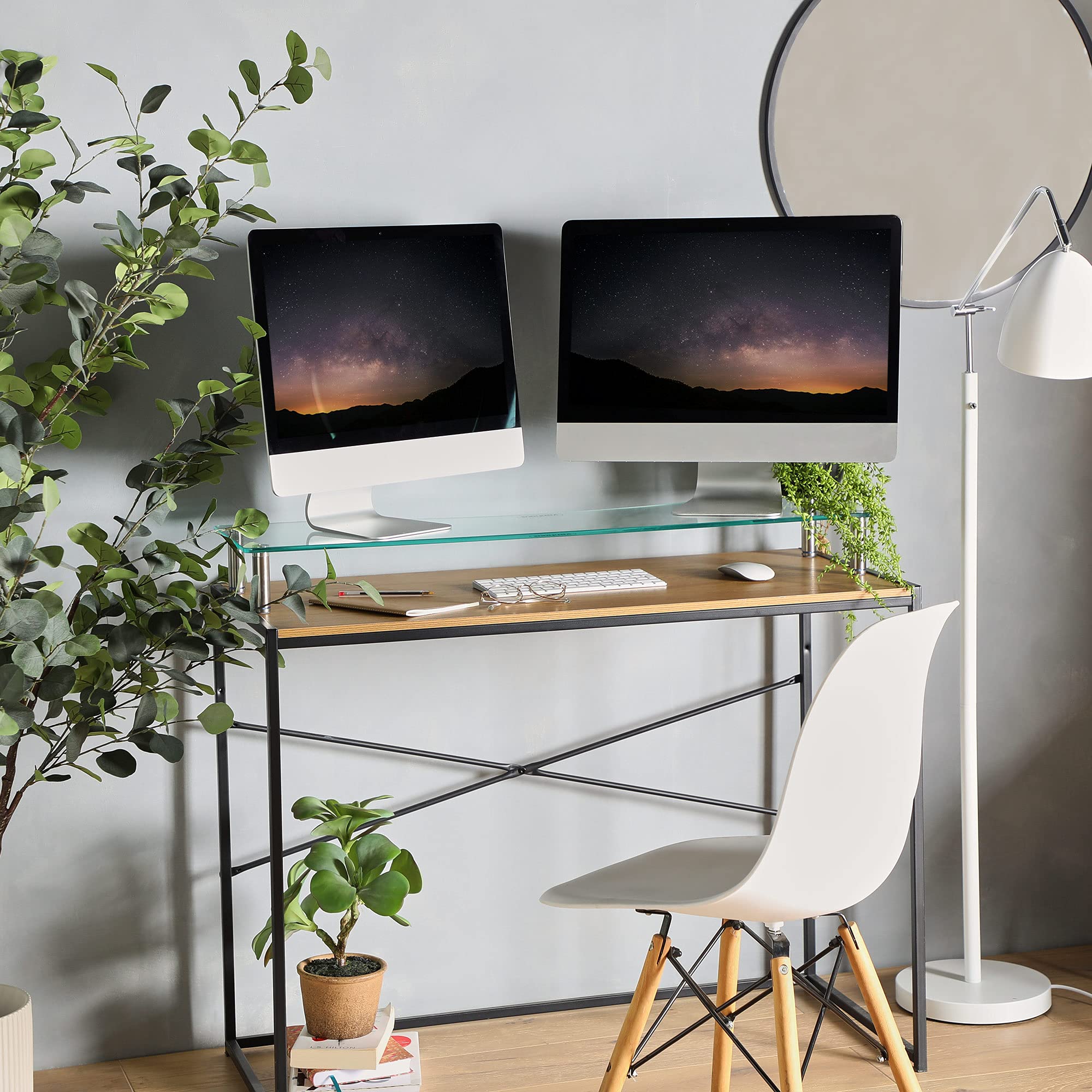 VonHaus XL supporto monitor vetro 100 cm doppio vetro temperato