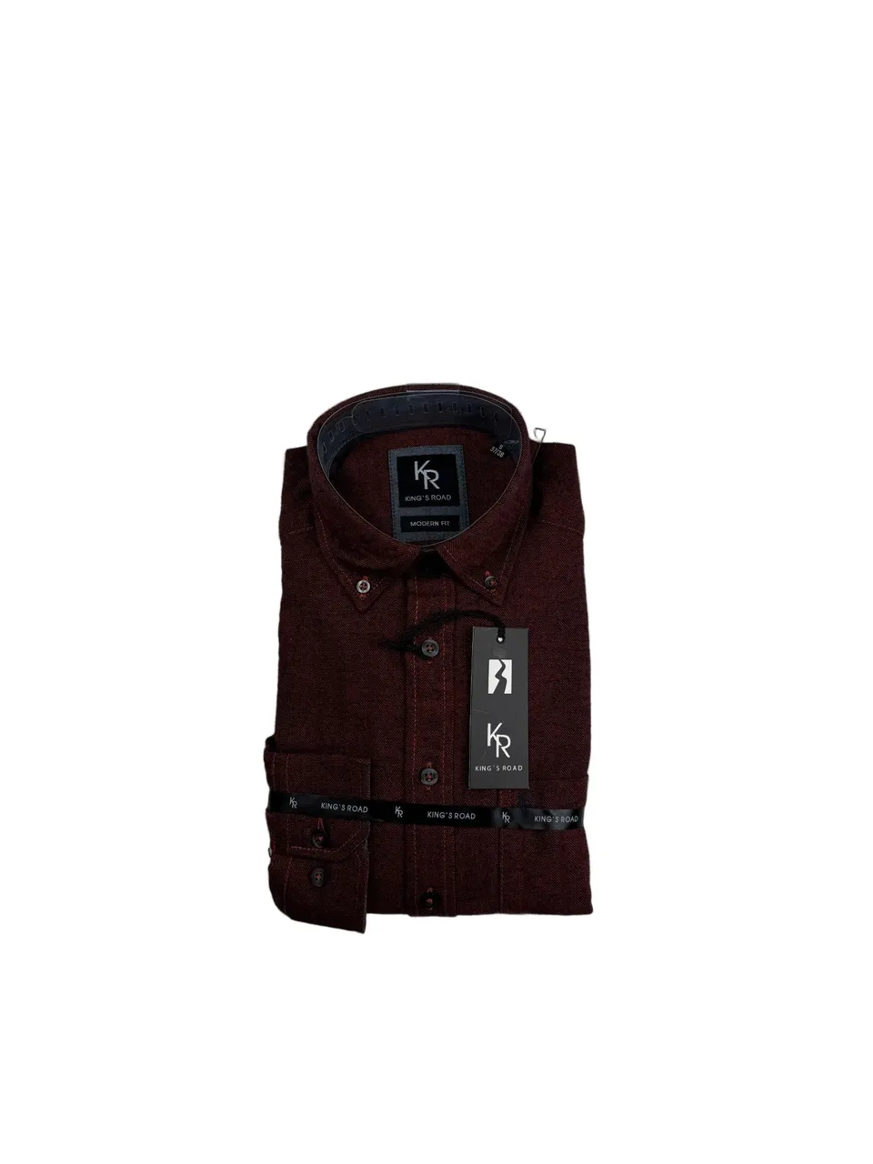 King’s Road Major camicia uomo cotone spina di pesce rossa