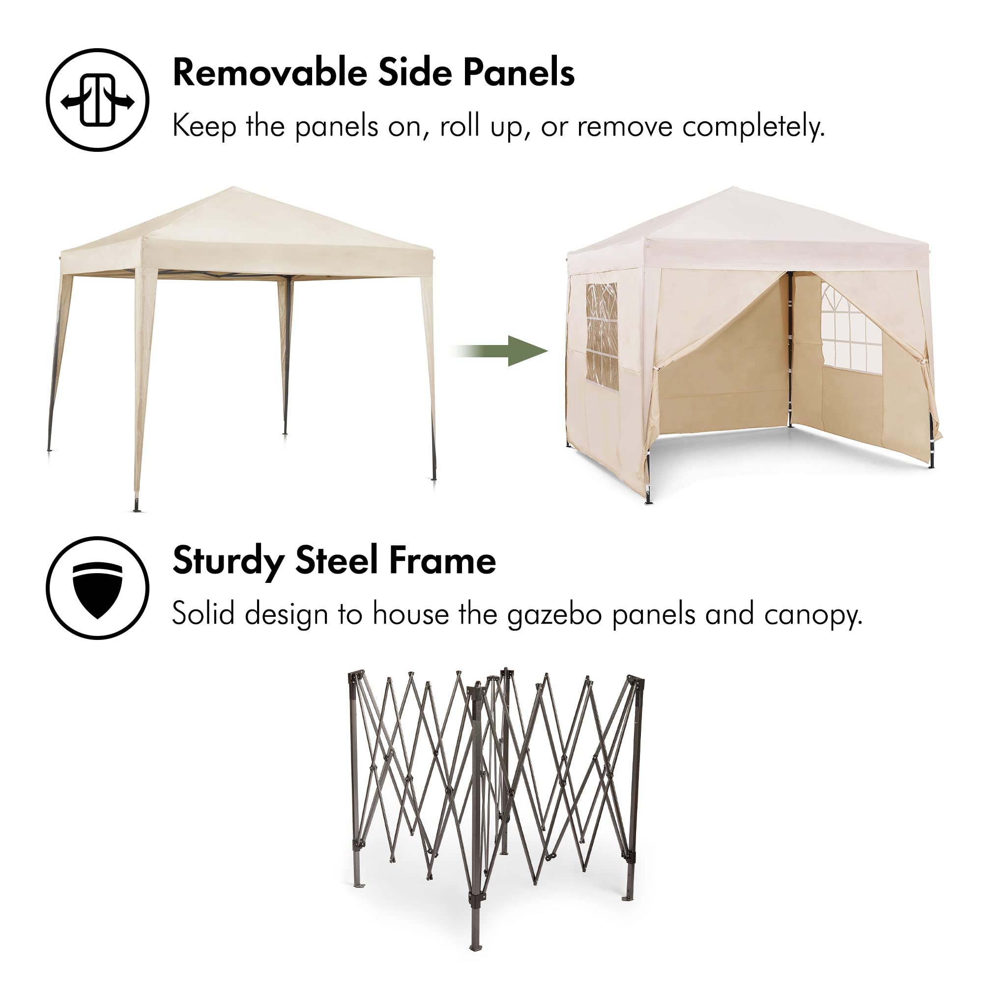Vonhaus Gazebo 3x3 m Impermeabile Avorio con Pareti