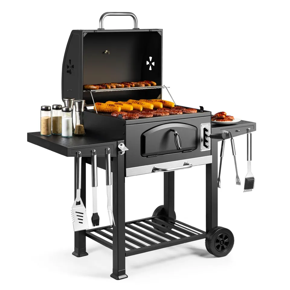 VonHaus Barbecue Carbone XL Grill Affumicatore Ghisa