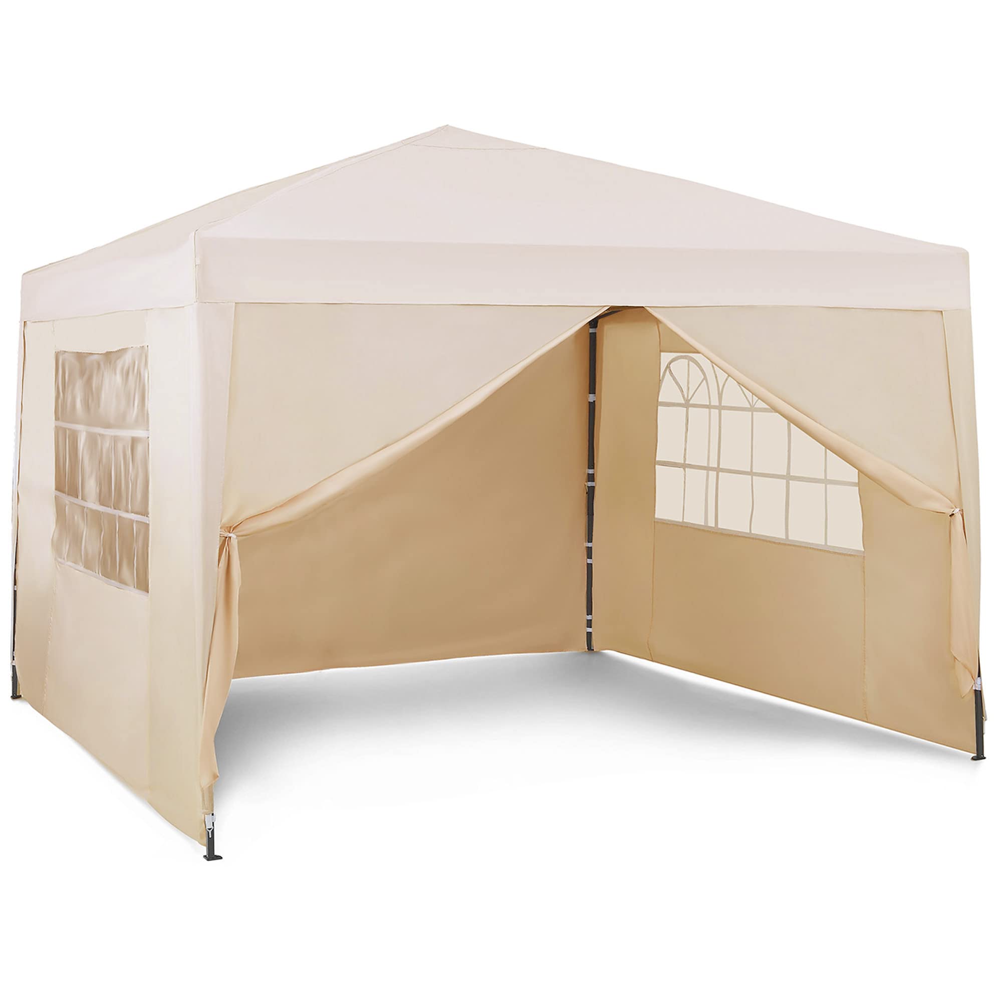 VonHaus Gazebo Pieghevole 3x3 m Crema con 4 Pareti