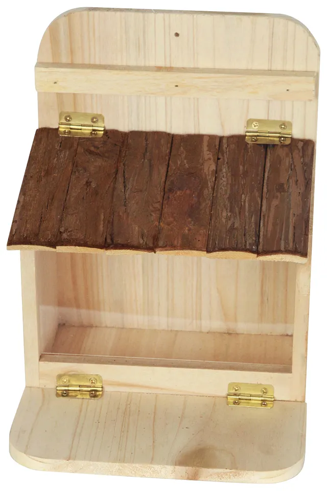 Ryom mangiatoia scoiattoli legno con tetto corteccia 19 cm