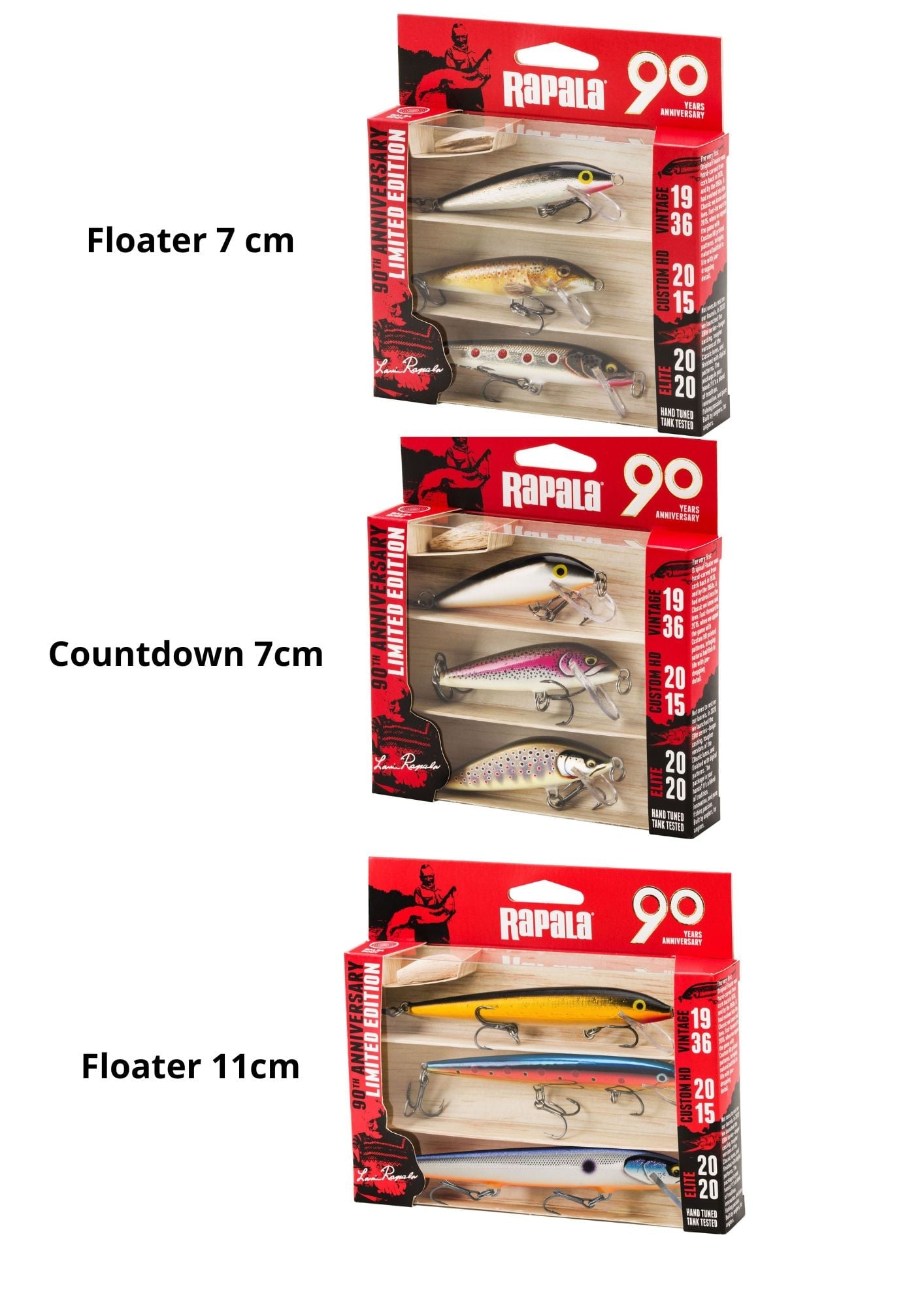 Rapala 90 Anni Kit Esche Wobbler Floater Big Naturistic