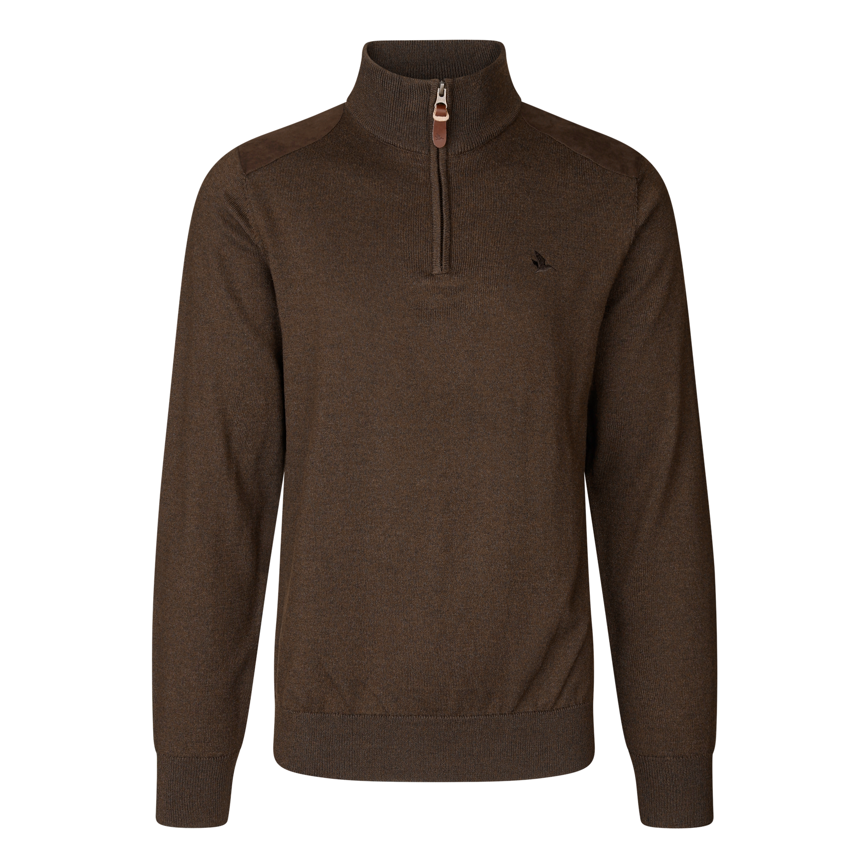 Seeland Pine felpa mezza zip marrone lana merino uomo