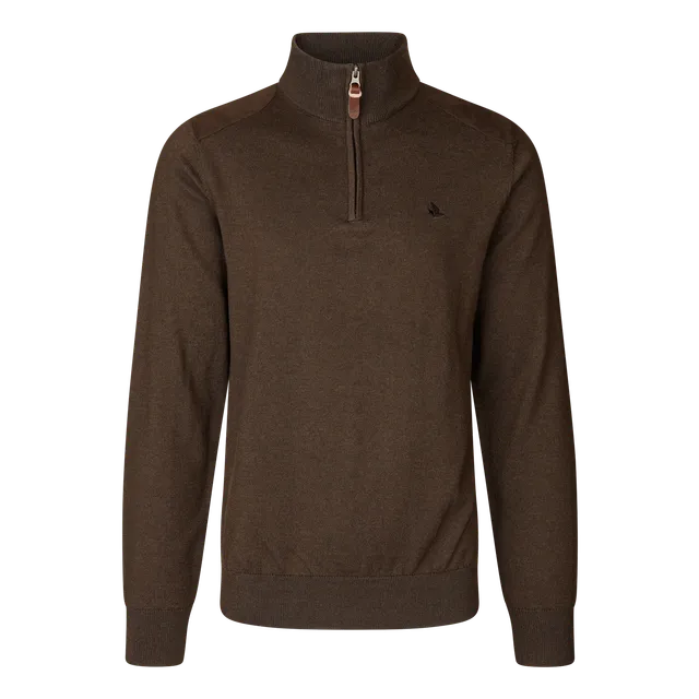 Seeland Pine felpa mezza zip marrone lana merino uomo
