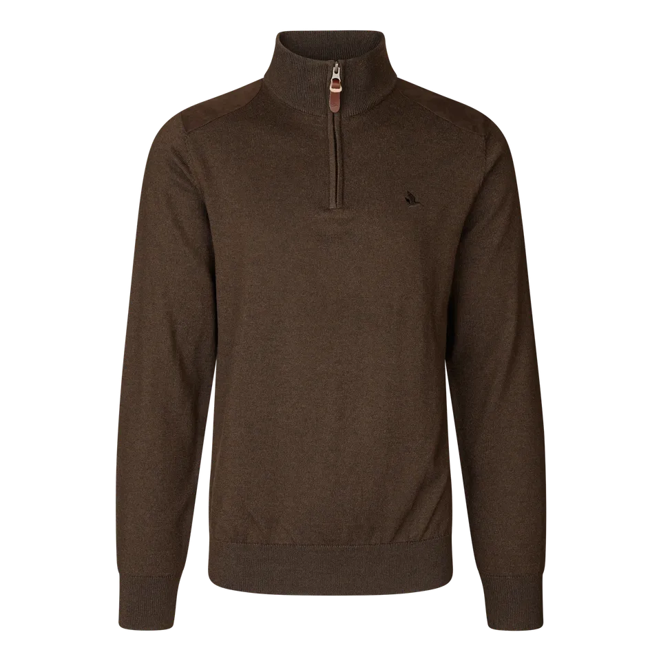 Seeland Pine felpa mezza zip marrone lana merino uomo