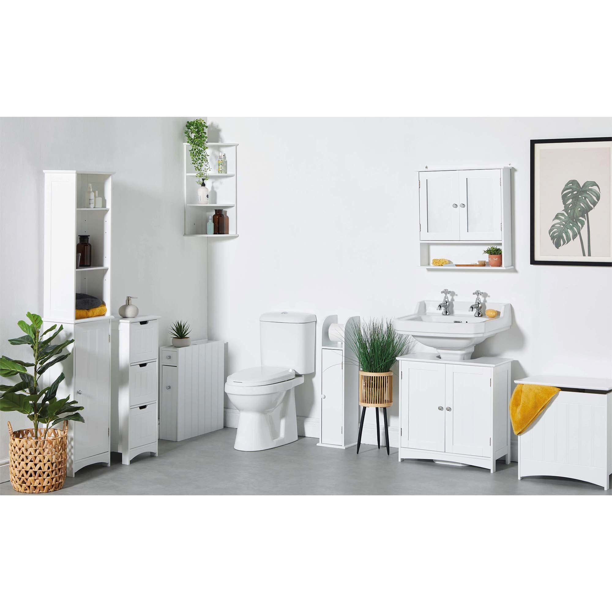 VonHaus Colonial cesto portabiancheria bianco MDF 51 cm
