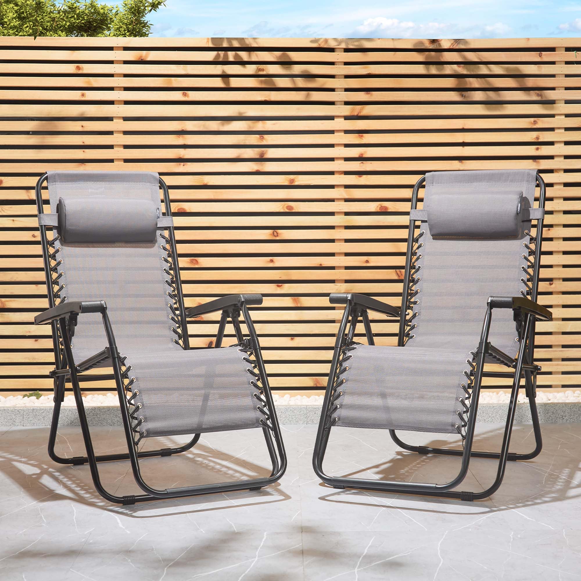 VonHaus Zero Gravity set 2 sdraio giardino textilene grigio