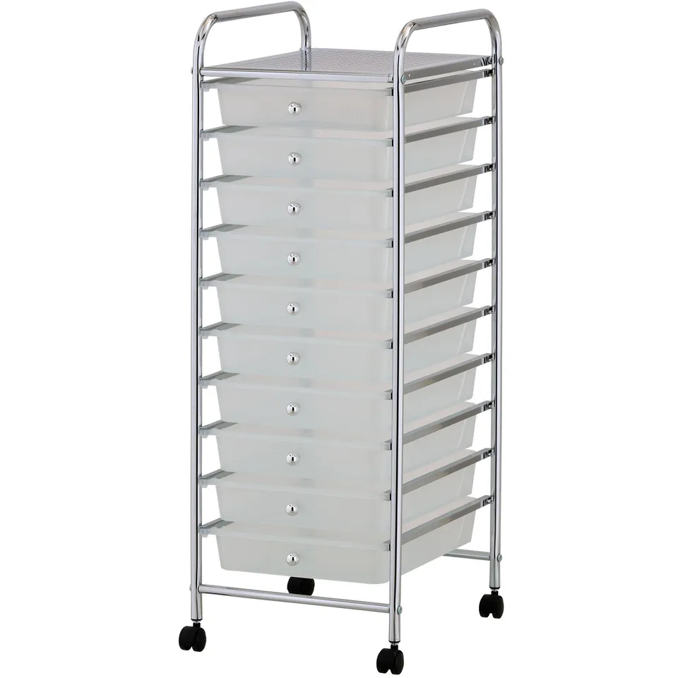 VonHaus carrello cassettiera 10 cassetti bianco con ruote