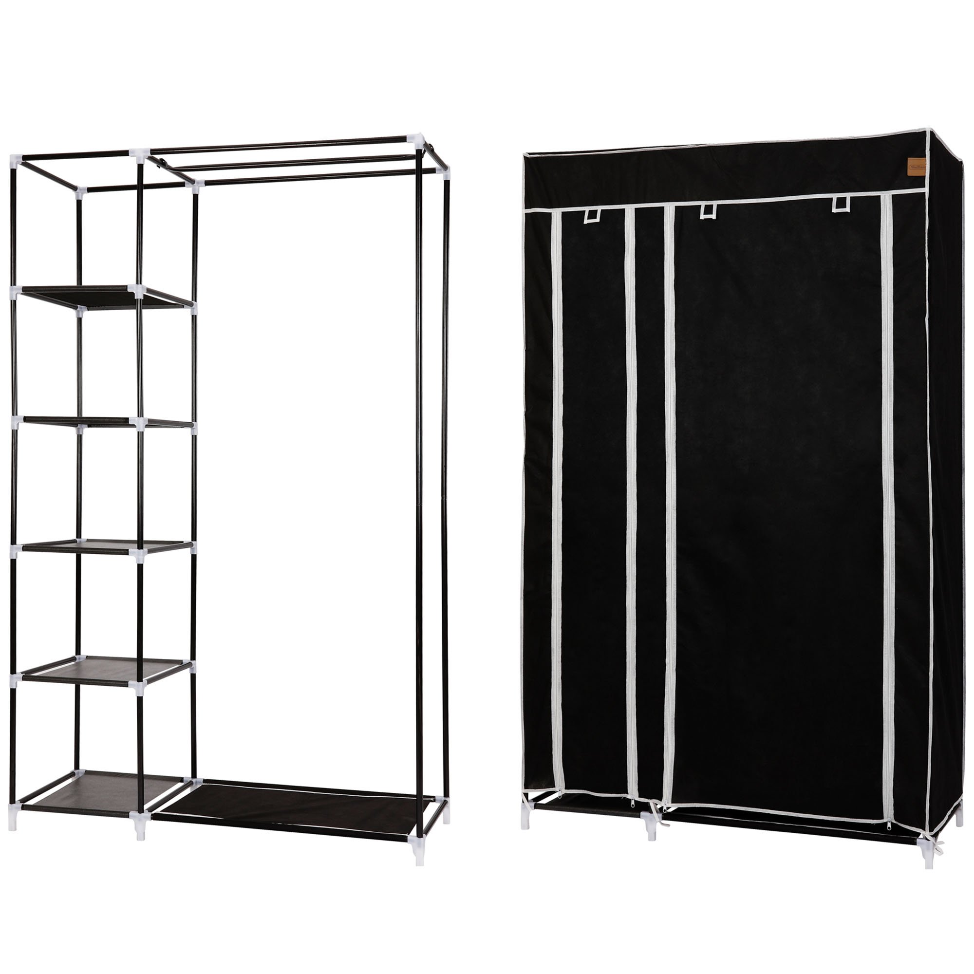 VonHaus guardaroba doppio in tela nero 100x175x45 cm