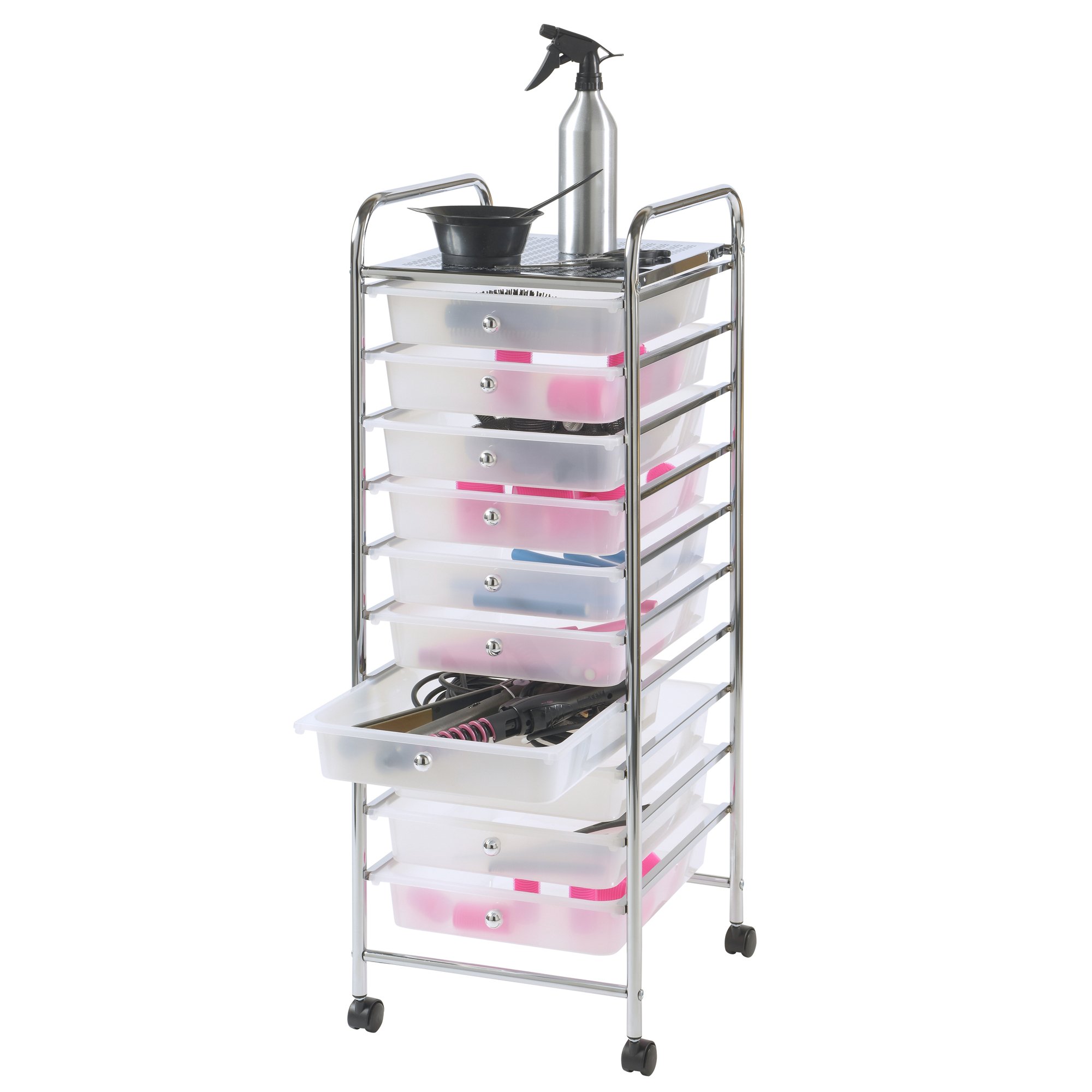 VonHaus carrello cassettiera 10 cassetti bianco con ruote