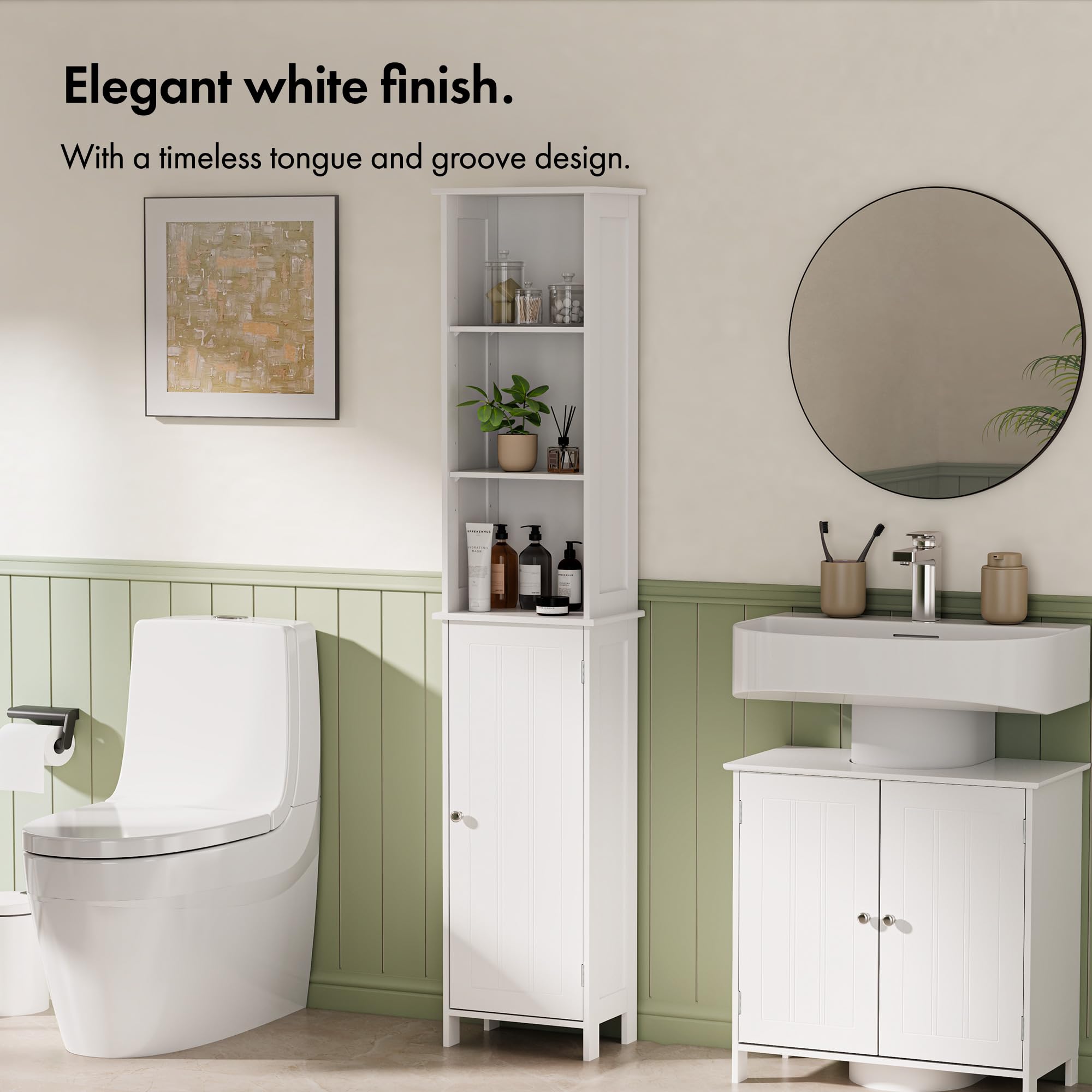 VonHaus Armadietto Colonna Bagno Bianco 165 cm