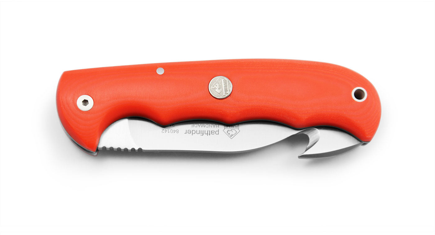 Puma IP Pathfinder Gut Hook coltello caccia Micarta arancione