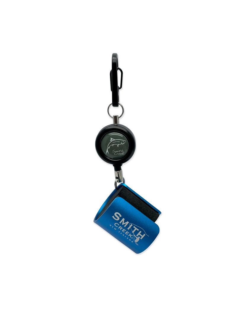 Smith Creek Rod Clip porta canna pesca blu con zinger retrattile