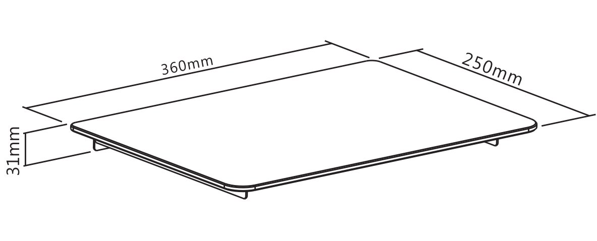 VonHaus Mensola TV Vetro Nero Singola 36x25 cm 8 kg