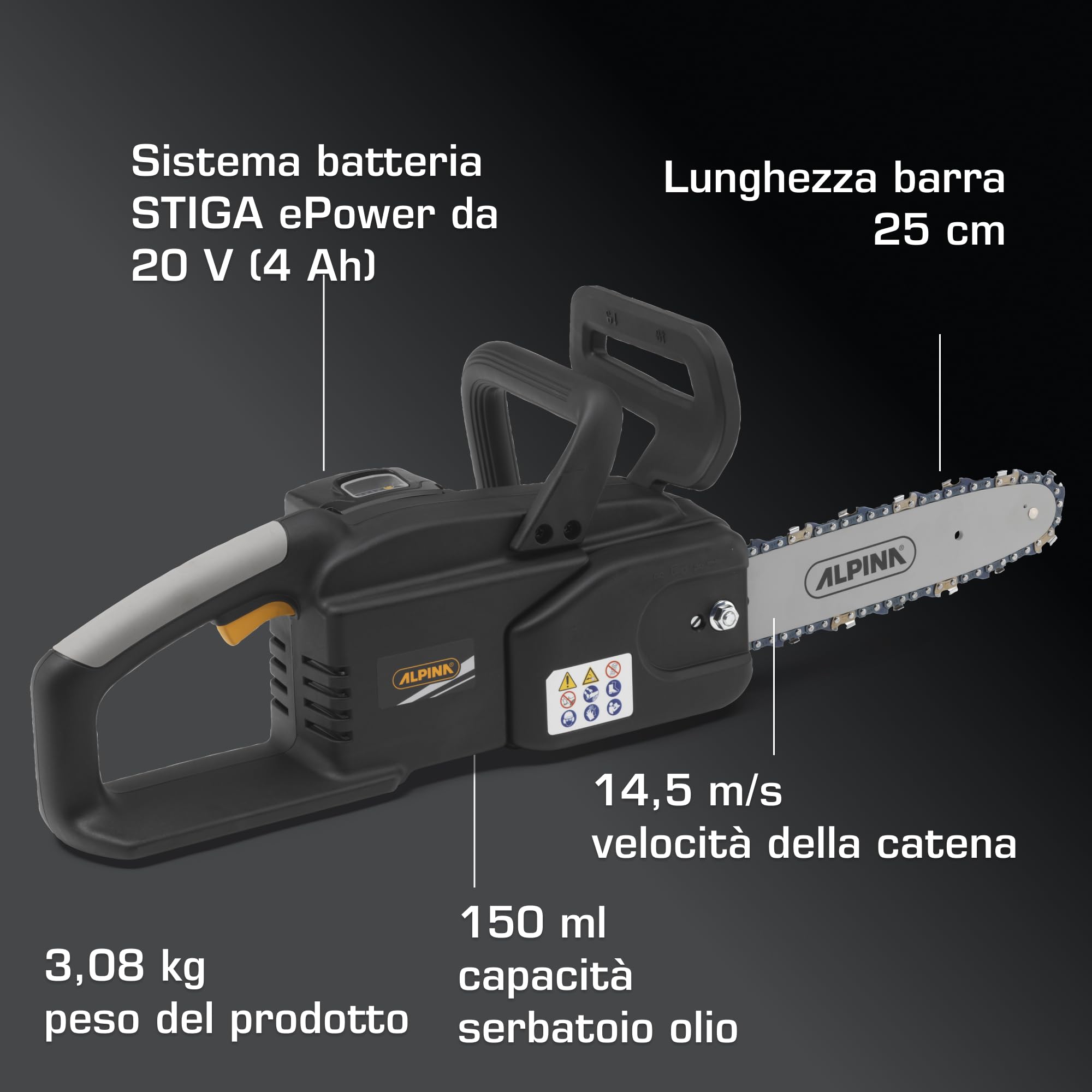 Alpina AC 20 Li Kit motosega a batteria 25 cm 4Ah