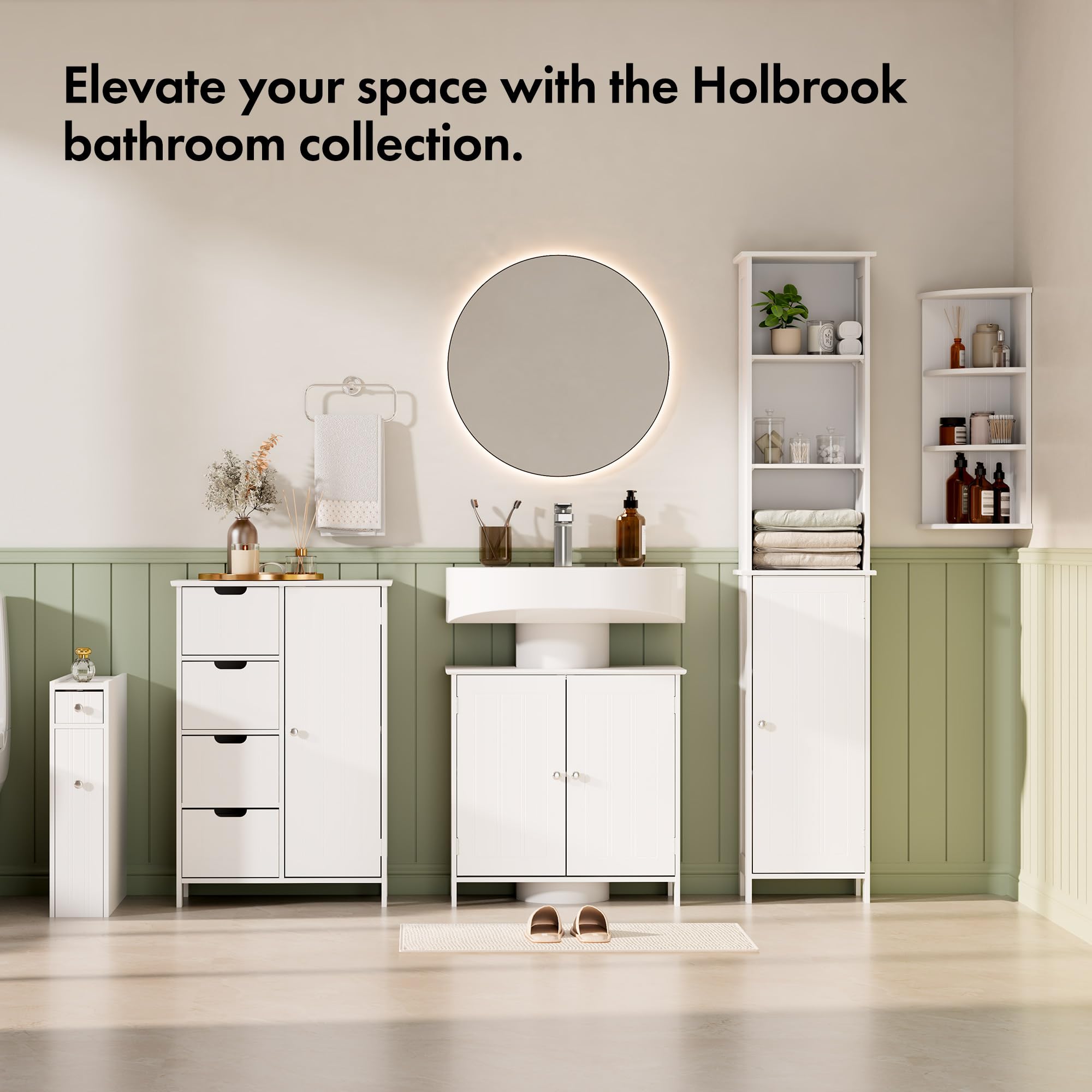 VonHaus Mobiletto 4 Cassetti Bianco 82 cm Stile Coloniale