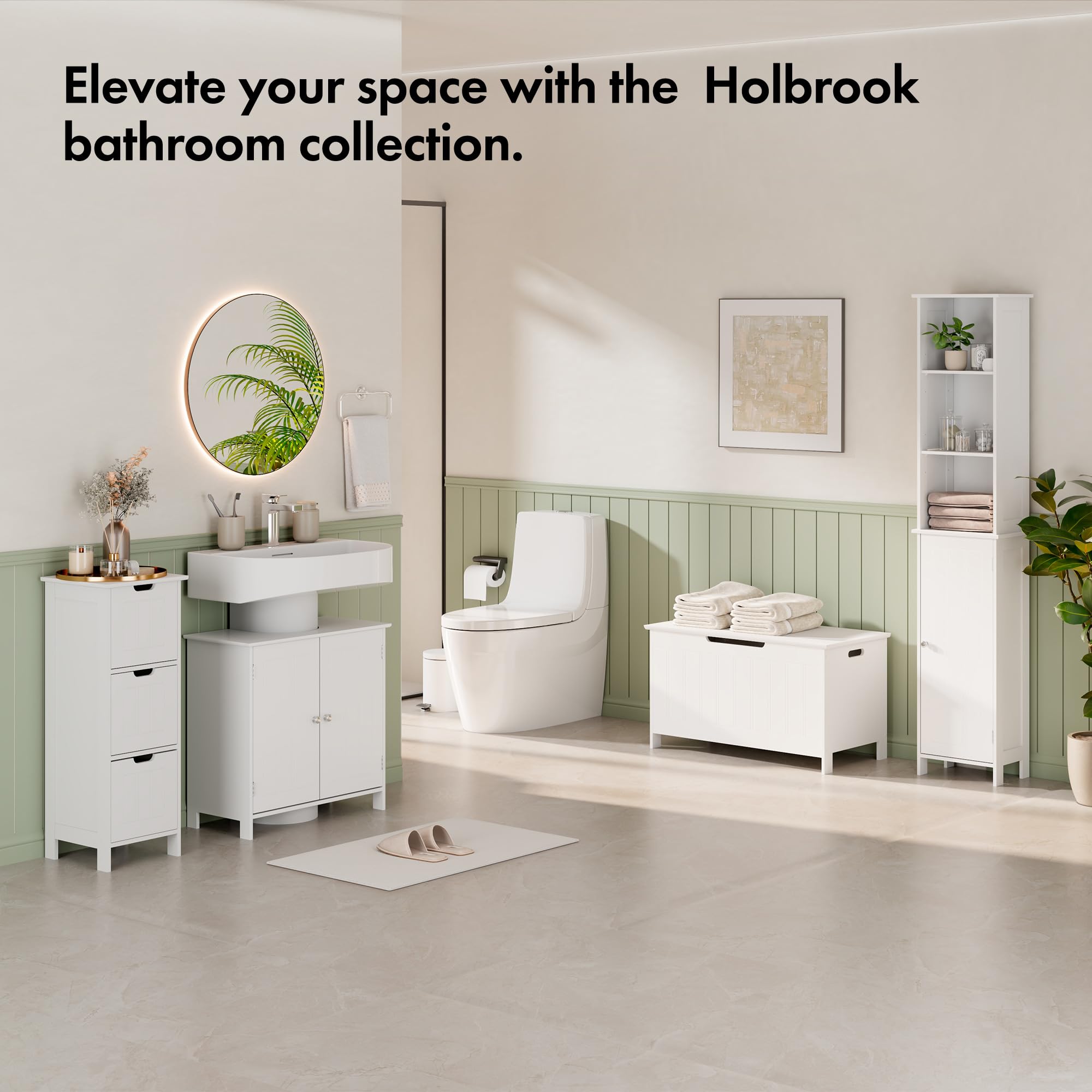 VonHaus mobiletto 3 cassetti bianco coloniale 30x30x81