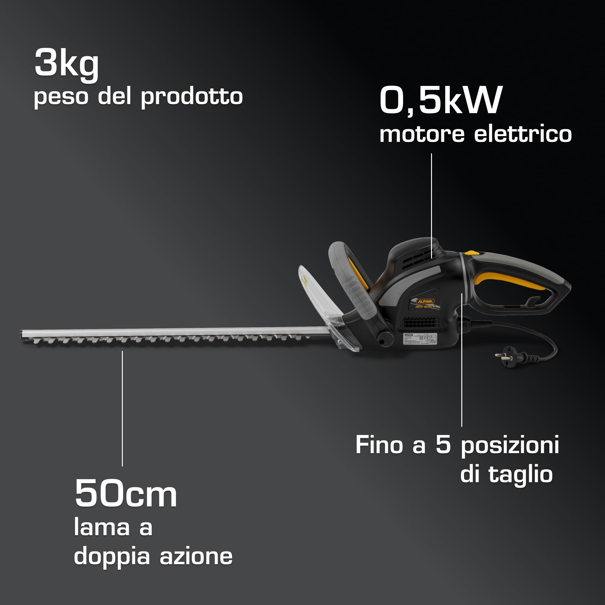Alpina AHT 500 E tagliasiepi elettrico 50 cm 500W