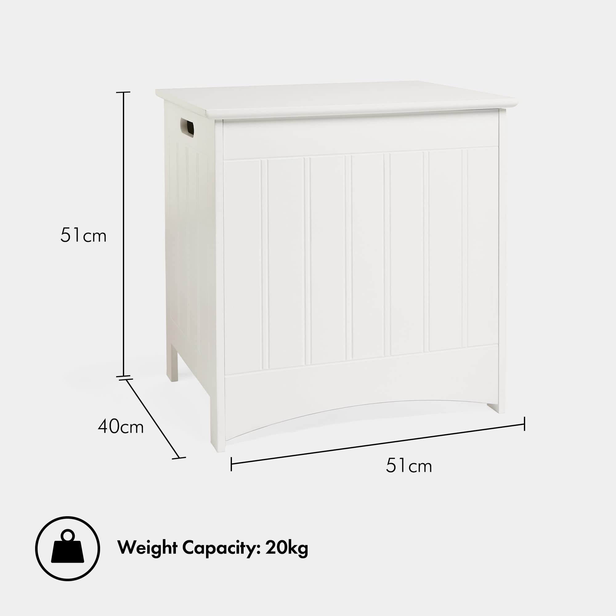 VonHaus Colonial cesto portabiancheria bianco MDF 51 cm
