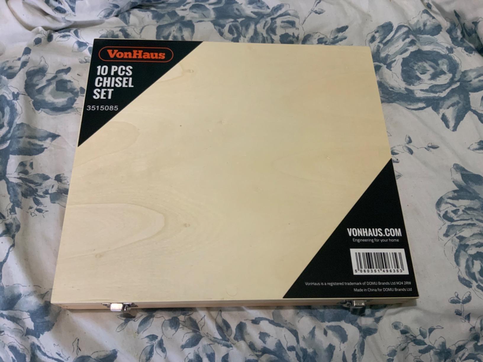VonHaus Set Scalpelli Legno 10 Pezzi con Pietra Acciaio Cv
