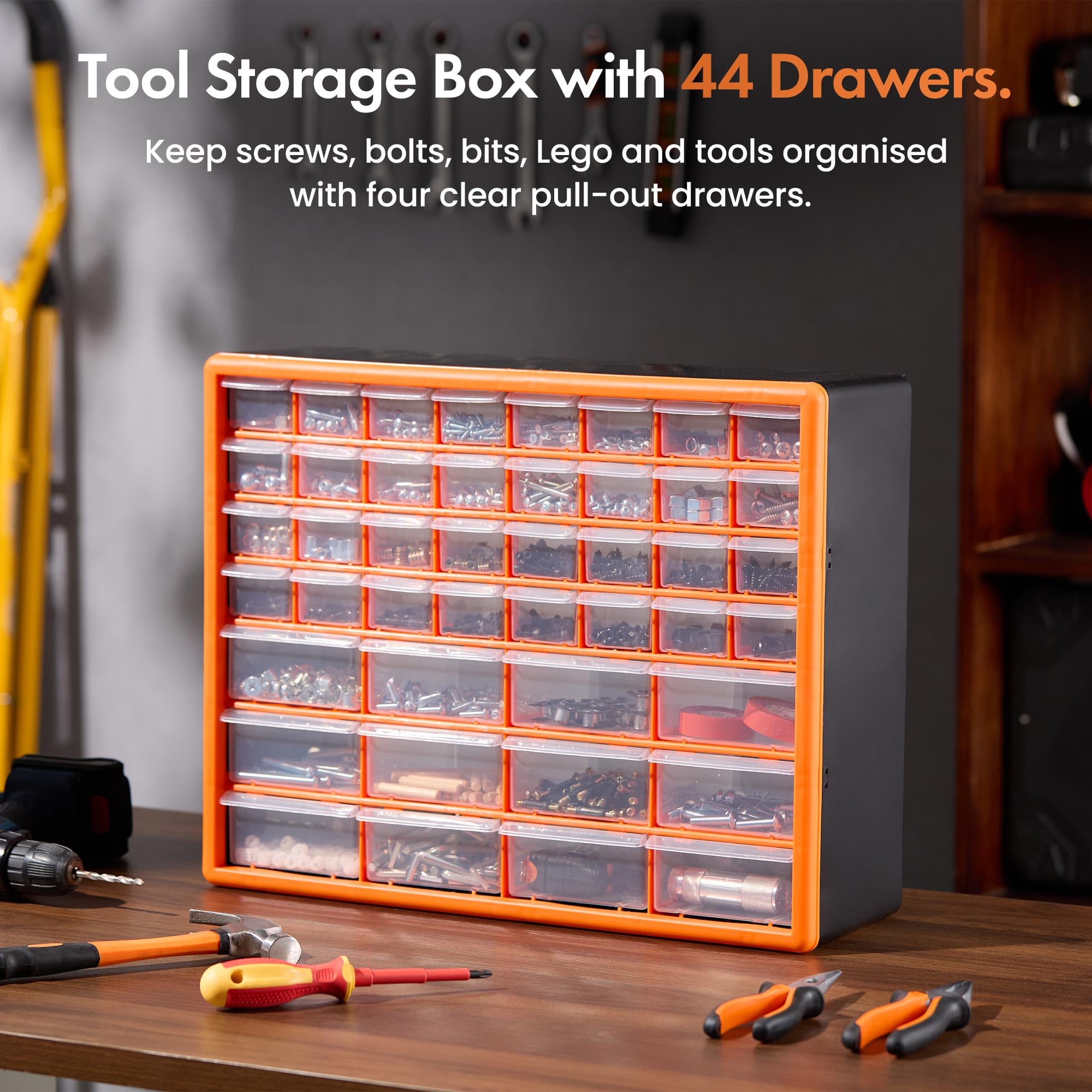VonHaus Organizer 44 Cassettini Viti 50,5x16x39,5 cm Plastica