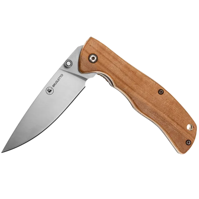 Brusletto Lierne coltello pieghevole manico ulivo acciaio inox