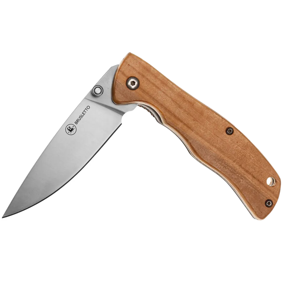 Brusletto Lierne coltello pieghevole manico ulivo acciaio inox