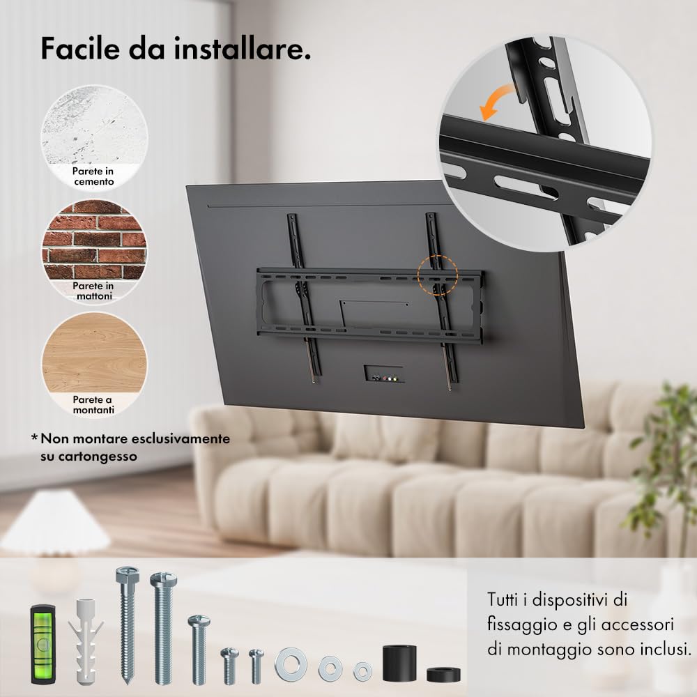 Vonhaus staffa TV parete fissa 37-85 pollici 70kg