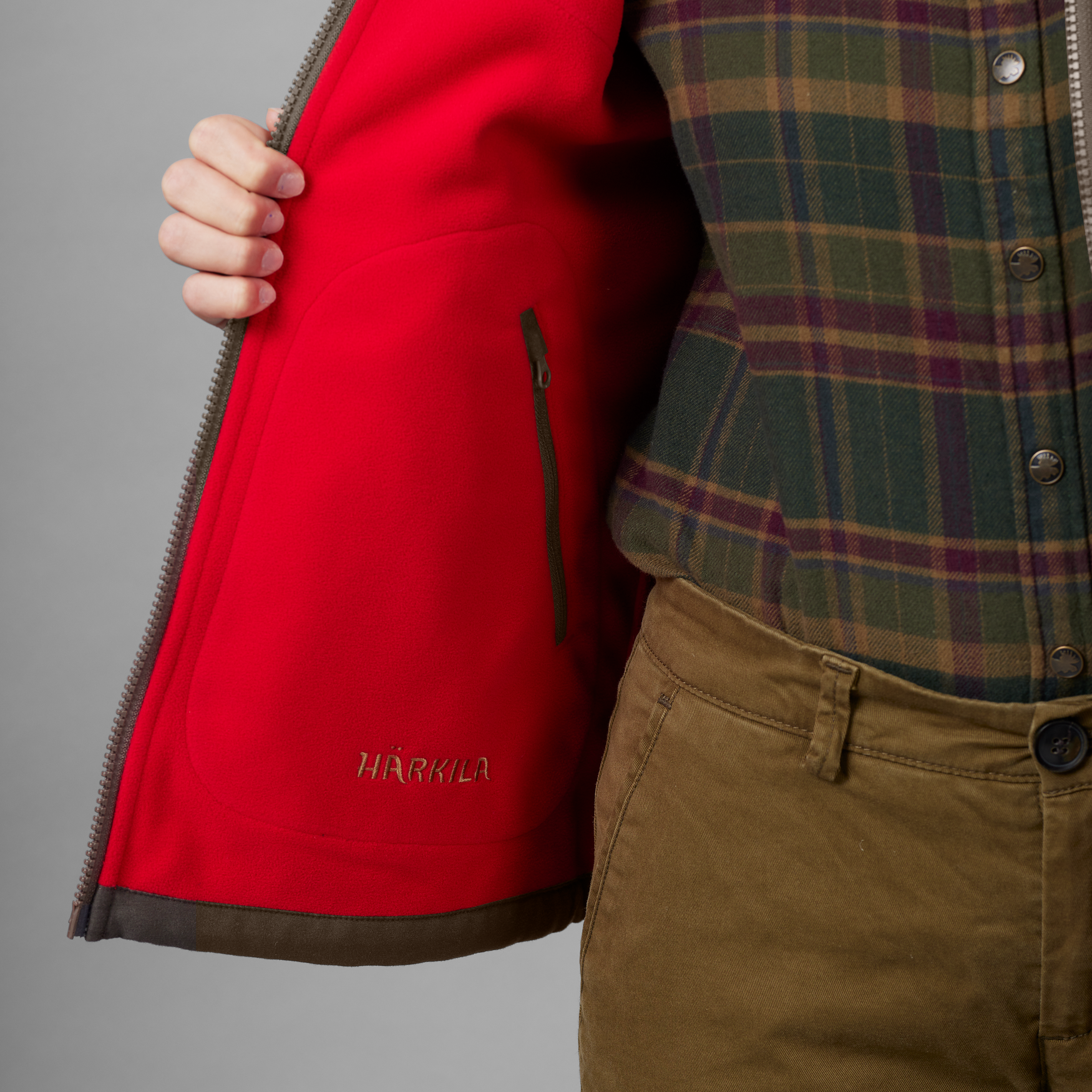 Härkila Kamko pile donna reversibile marrone rosso