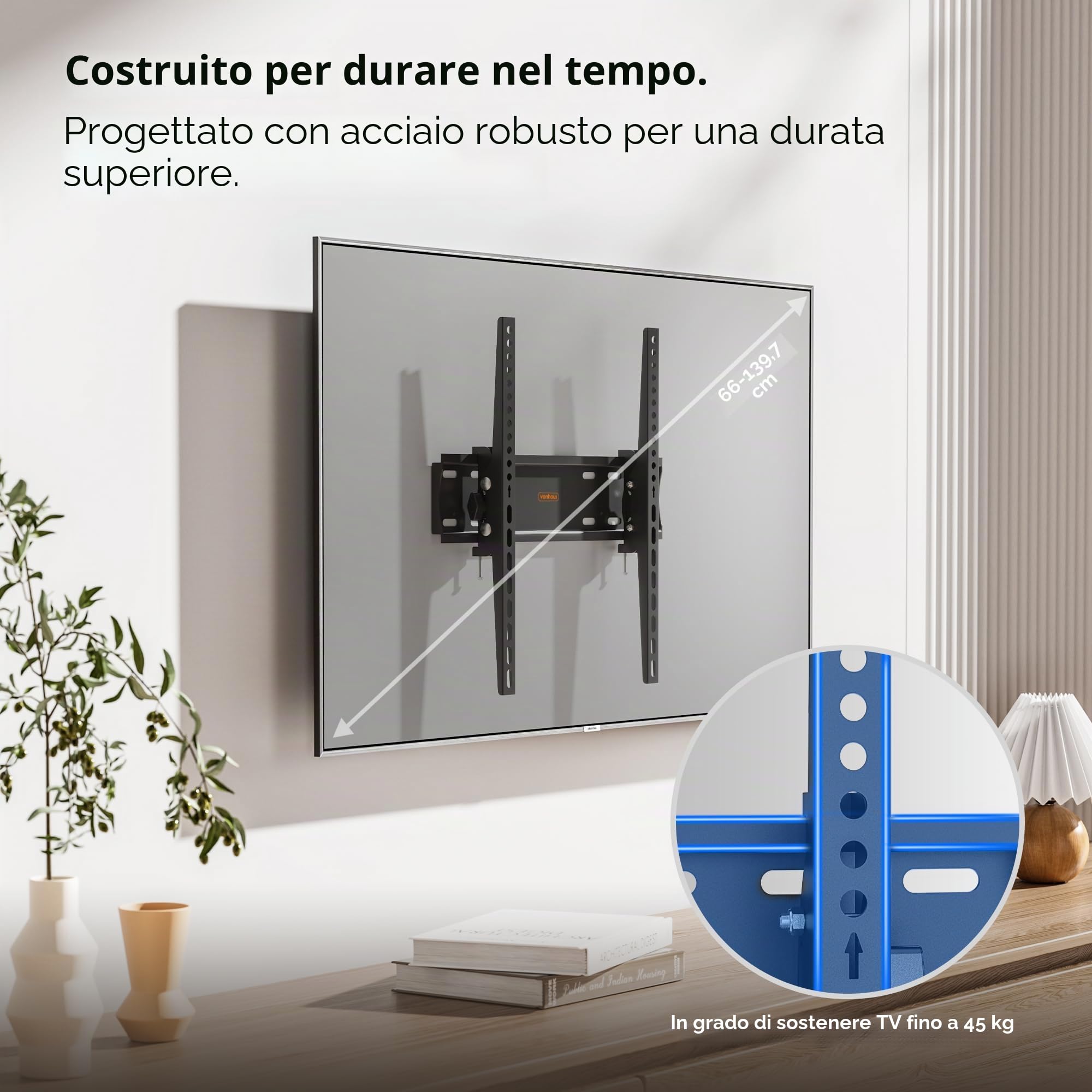 VonHaus 26-60 staffa TV parete inclinabile 45 kg