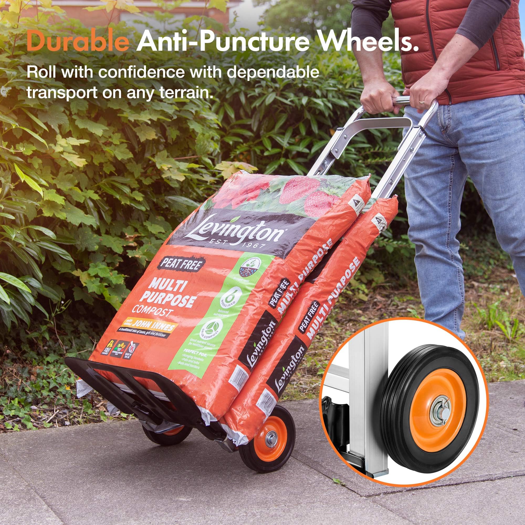 VonHaus carrello manuale pieghevole alluminio 90 kg