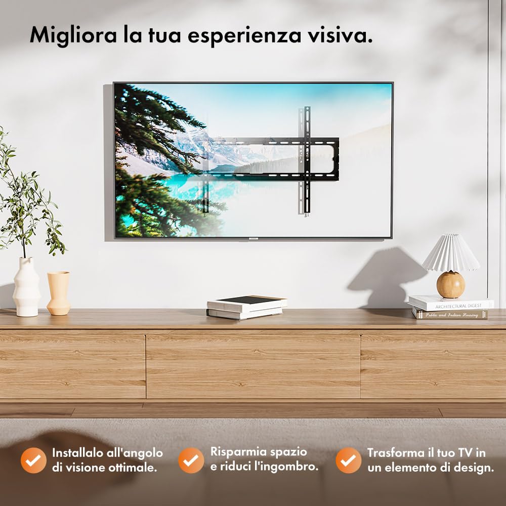 Vonhaus staffa TV parete fissa 37-85 pollici 70kg