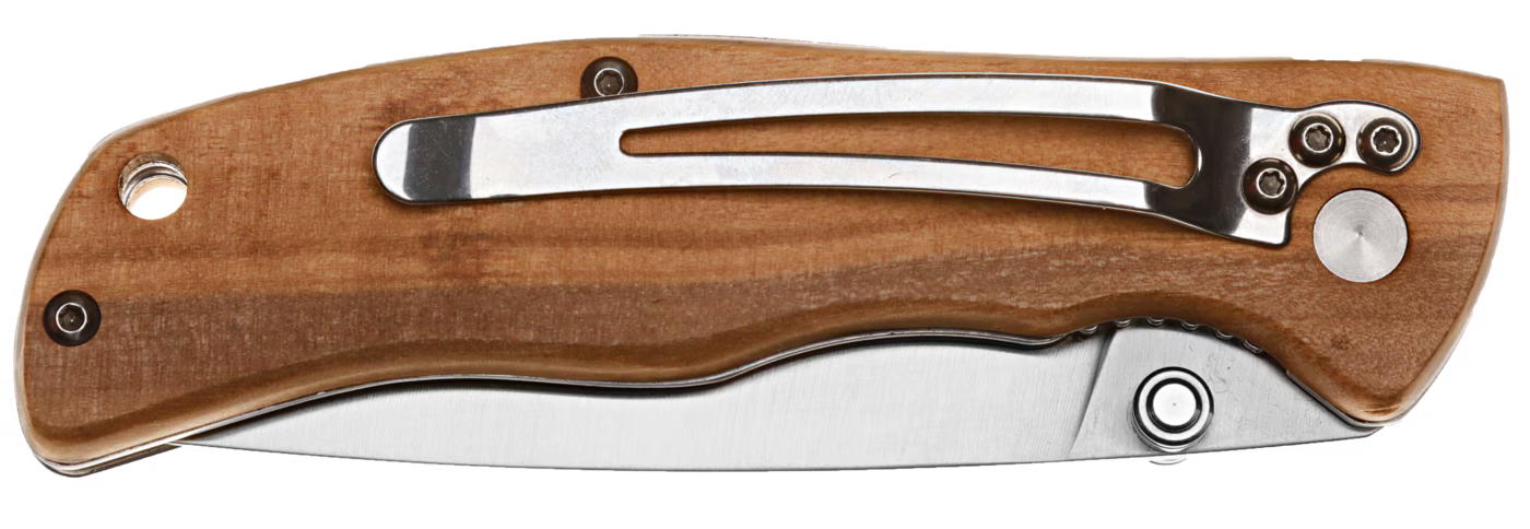 Brusletto Lierne coltello pieghevole manico ulivo acciaio inox