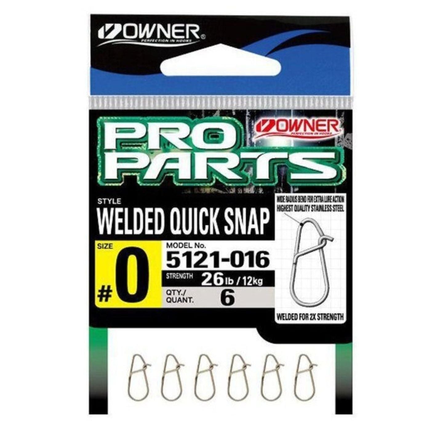 Owner Pro Parts Welded Quick Snap moschettone pesca Str. 00 9 kg 6 pz inox