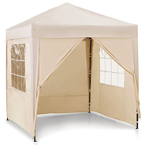 VonHaus Gazebo Pop-Up 2x2 m Impermeabile Crema con 4 Pareti