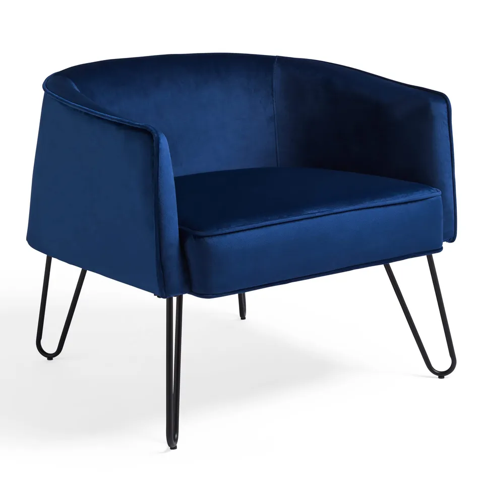 VonHaus sedia in velluto blu navy con gambe nere