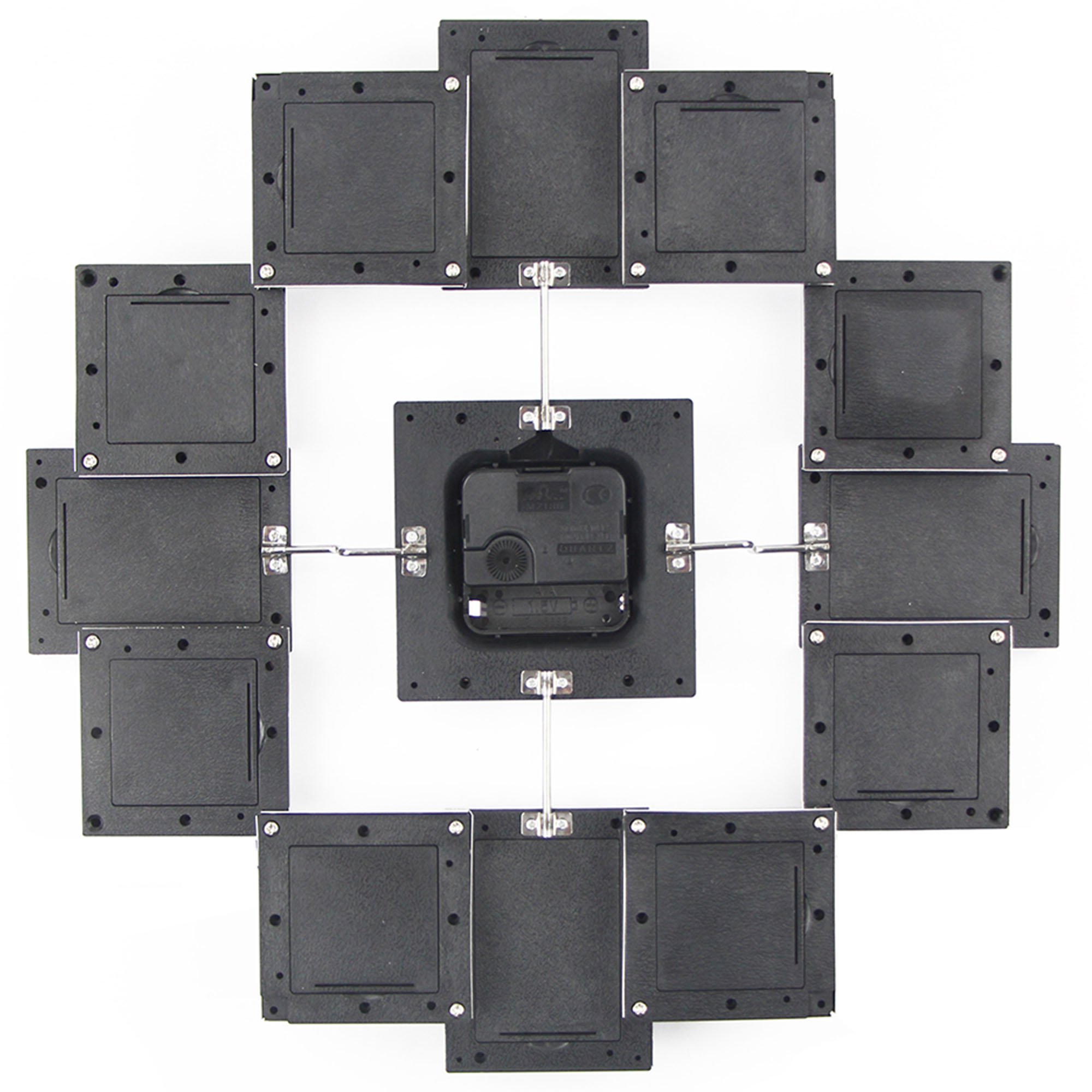 VonHaus Orologio Portafoto Nero 12 Cornici Quadrato