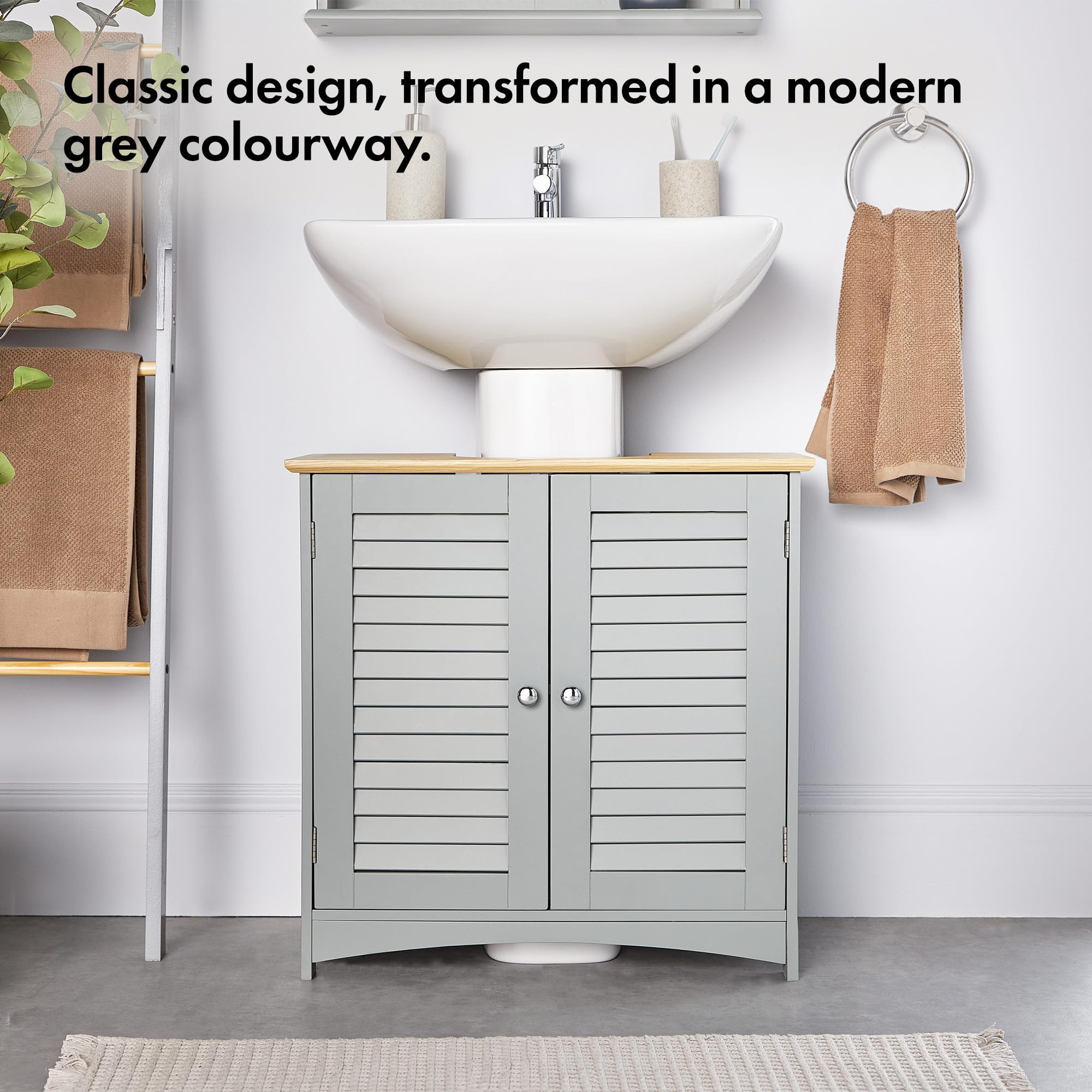 VonHaus Shrewsbury Mobile Bagno Sottolavabo Grigio 60 cm