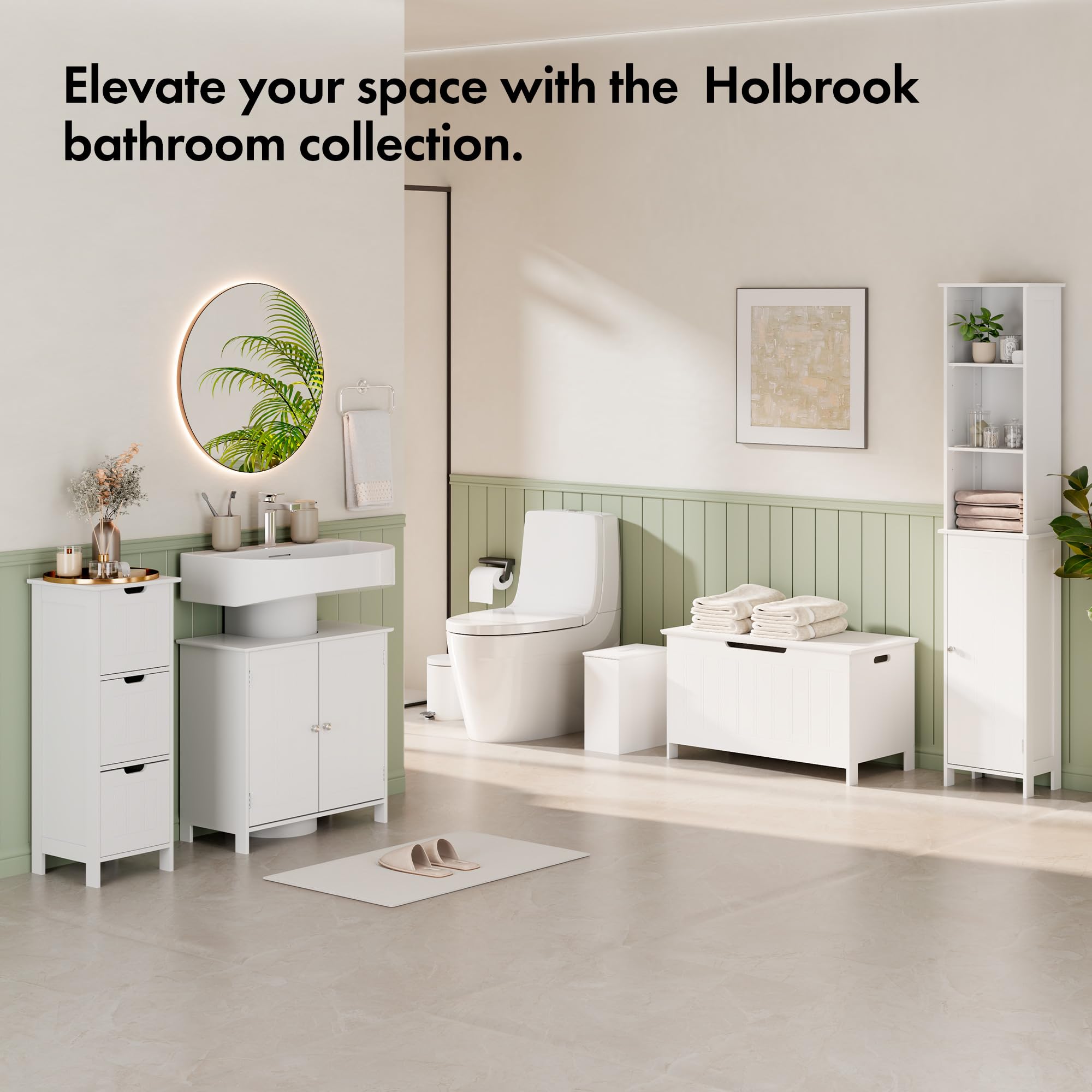 VonHaus Armadietto Colonna Bagno Bianco 165 cm